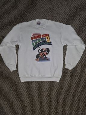 Vintage Hanes White Donkey Kong Country 2 Crewneck Sweatshirt